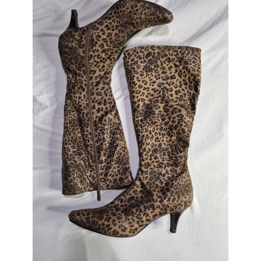 IMPO Women's Theodora ZIP Stretch Dress Boot Memory Foam Tan Size 8M Leopard